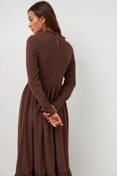 Плаття двоярусне з коміром стійка Wear me XXL Шоколад (14_24_446_10099)