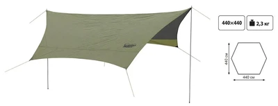 Тент туристический со стойками от дождя и солнца Tramp Tent 440х440 см (UTLT-034)