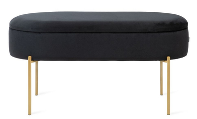 Ławka Homla LAYLA welurowa ze schowkiem 91.5 x 41 x 46.5 cm Czarna (5904183828329)