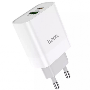 Адаптер питания быстрой зарядки Hoco с разъемом USB + Type-С Блок питания (USB-C) + USB для зарядки телефона iPhone/Xiaomi/Samsung/Huawei/Meizu Power Adapter PD20W+QC3.0 USB-A/USB-C/3,1A