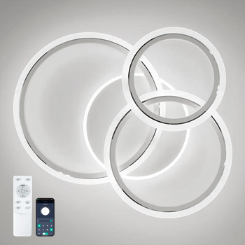 Люстра SONNE 90W 4R APP белая / хром Luminaria 3000-6500К 9000Lm светодиодная LED с пультом ДУ 590х525х110мм