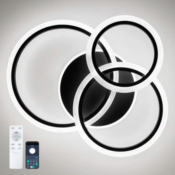 Люстра SONNE 90W 4R APP черная Luminaria 3000-6500К 9000Lm светодиодная LED с пультом ДУ 590х525х110мм