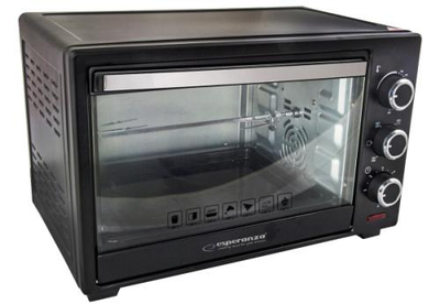 Електродуховка Esperanza eko006 Napoli, Black, 1600w, 25 л, конвекція, гриль, 5 режимів, таймер, автовідключення, комплектація: піднос для піци, грати для гриля, прихватка, набір для гриля