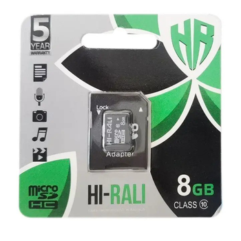 Карта пам'яті microSDHC HI-RALI 8GB class 10 (з адаптером)