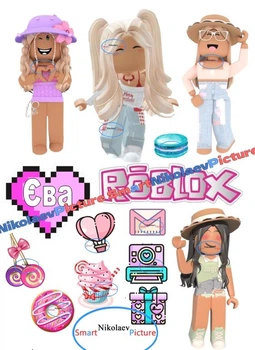 Сахарна їстівна картинка роблокс, ROBLOX вис.9-12см для дівчаток на торт (SNP - 00830А)