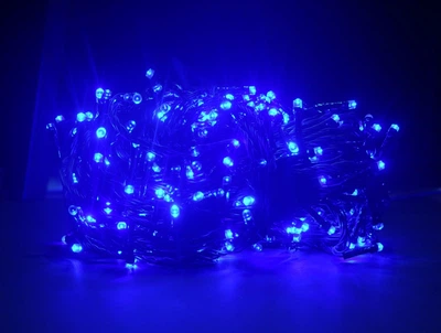 Гирлянда с черным проводом 400LED 22 м Синяя