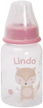 Бутылочка для кормления с силиконовой соской, 125 мл, розовая - Lindo Li142 125ml (1263693-31103988)