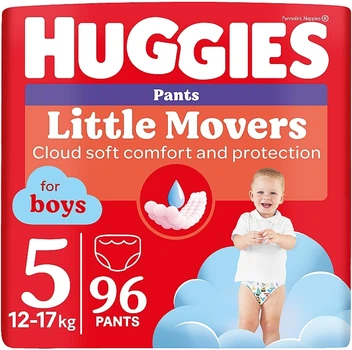 Трусики-подгузники Pants 5 Mega (12-17 кг) для мальчиков, 96 шт - Huggies Little Movers Pants 96шт (961801-31337247)