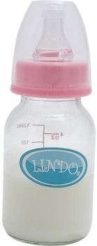 Скляна пляшечка класичної форми з силіконовою соскою - Lindo Next to Nature 130ml (1216328-31104332)