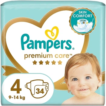 Підгузки Pampers Premium Care Розмір 4 (Maxi) 9-14 кг, 34 шт. - Pampers 34шт (962303-31160026)
