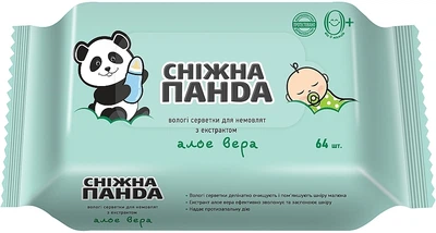 Вологі серветки для рук "Алое", 64 штук - Сніжна Панда 64шт (361601-27058582)