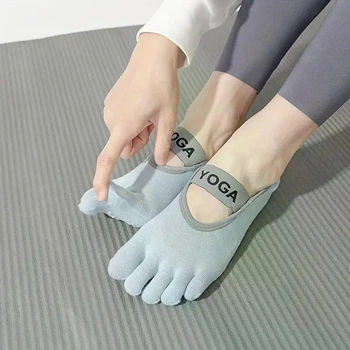 Носки для йоги и пилатеса Yoga с пальчиками Голубые 34-39