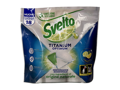 Таблетки для посудомийки Svelto titanium optimum limone, 18 шт., 1575 г