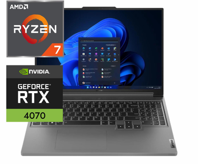 Ноутбук (2024) геймерський Lenovo Legion Slim 5-16 Ryzen 7 7435HS / 32GB / 512GB / RTX4070 / 16" 165Hz