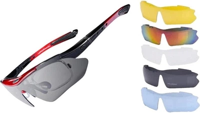 Очки RockBros Polarized UV400 с 5 линзами Черно-красный (М0412)