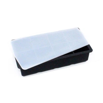 Форма для льда силиконовая Ice с крышкой Кубики 8 ячеек 21x11.5x5 см Черный (С051353)
