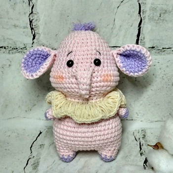 М'яка іграшка ручної роботи в'язана амігурумі Hand Made Слоненя 14 см 202-80-6