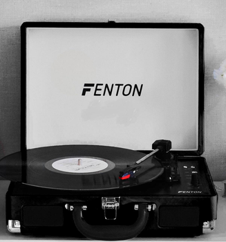 Вініловий програвач Fenton Black+ Bluetooth для всіх платівок + Тестова платівка