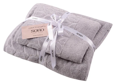 Рушник SOHO для ванної 50х90 см, 70х140 см Leaves Light Gray
