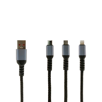 Тканевый Кабель Быстрой Зарядки И Синхронизации 3 В 1 - Lightning Micro USB Type-C 10W 4A