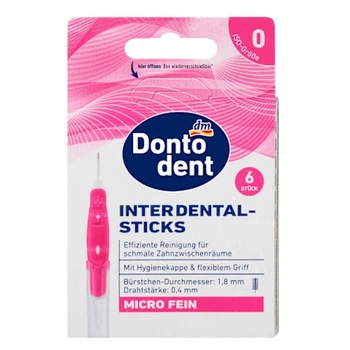 Міжзубні йоржики Dontodent (0,4 мм ISO 0, рожеві), 6 шт