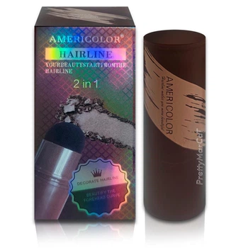 Тонирующая пудра 2 в 1 для бровей и линии роста волос AMERICOLOR HAIRLINE с трафаретами Black 1,1 г