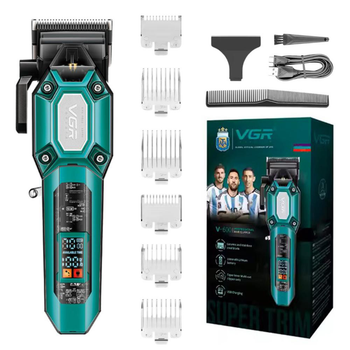Аккумуляторная машинка для стрижки VGR V-600. Цвет: зеленый