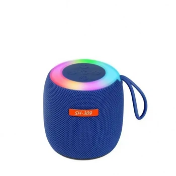 Колонка Bluetooth SH-309 с IPX5, яркой подсветкой и глубоким басом, синяя