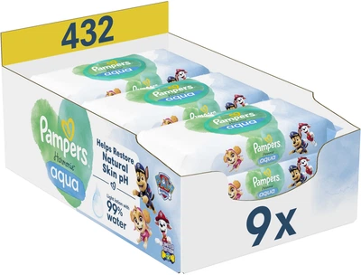 Упаковка вологих серветок Pampers Harmonie Aqua Щенячий Патруль 48 шт х 9 пачок (432 шт) (8700216722490)
