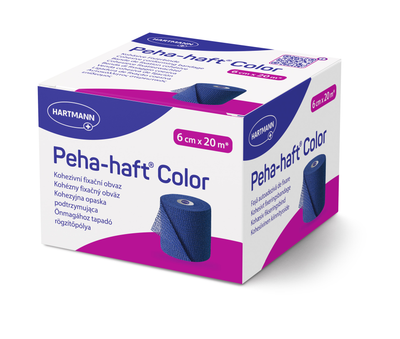 Бінт когезивний фіксуючий Peha-haft® Color blue / Піха-хафт колор синій 6см x 20м 1шт