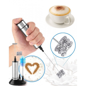 Вспениватель для молока электрический Premium Milk Frother 5 в 1 капучинатор для сливок и молока с Чехлом и Тройным венчиком Черный