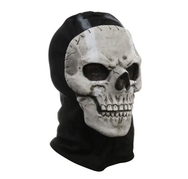 Маска балаклава призрак череп с челюстью Ghost Call of Duty PRO черная латекс One Size