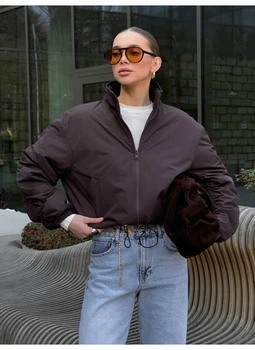 Бомбер-куртка демісезонний із легким наповнювачем Modern Boutique шоколадний, М КУ006