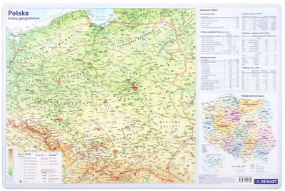 Podkładka na biurko Demart mapa Polski fizyczna 38 x 58 cm (9788379125470)