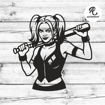 Наклейка на авто Oracal Харли Квин Harley Quinn Девушка Джокера Черная 20х20см (PE042-b2)