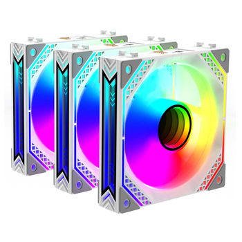 Корпусний вентилятор 2E GAMING Air Cool Magic Mirror з підсвічуванням 124 мм 3 шт Білий (2E-ACF120MW-ARGB)