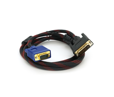 Кабель Voltronic VGA (M)-DVI-I (M) 1.5 м 2 ферита Black/Red (YT-VGA (M)-DVI (M)-1.5)