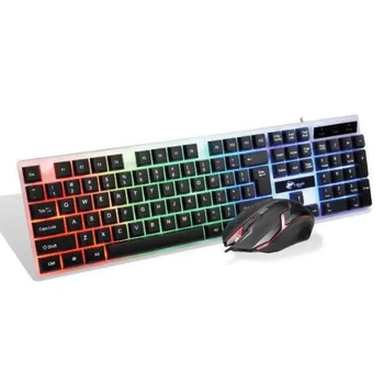 Комплект проводной игровая клавиатура и мышь RIAS K518 с RGB подсветкой USB Black (3_06423)