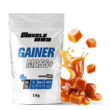 Гейнер вуглеводно-білковий MuscleWay Gainer Mass+ без цукру 1 кг Карамель (14-125-g-mw-rs1-8)