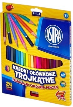 Кольорові олівці ASTRA тригранні 24 кольори (5900263060450)