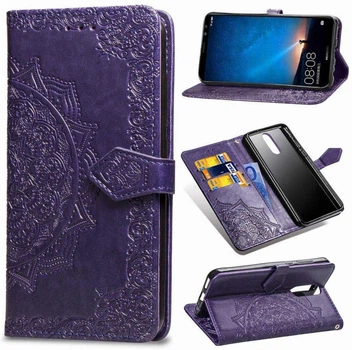 Кожаный чехол-книжка Epik Art Case с визитницей для Huawei Mate 10 Lite Фиолетовый