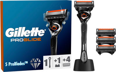 Станок для гоління чоловічий (бритва) Gillette Fusion ProGlide з 4 змінними картриджами + Підставка (8700216357227)