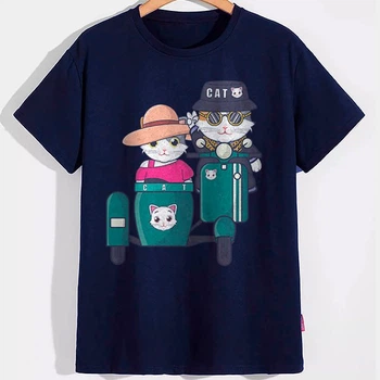 Футболка Коти на мотоциклі PG07699 goodreclama XXL Синій