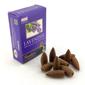 Благовония Lavender BackFlow Cones Darshan 10шт/уп. Арома-конусы с обратным потоком Лаванда (35872)
