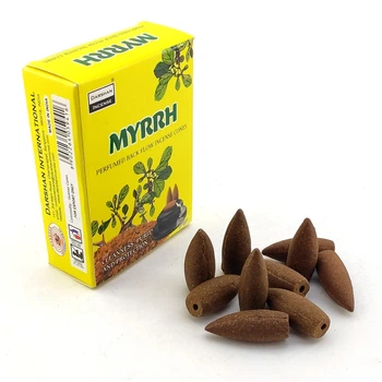 Благовония Myrrh BackFlow Cones Darshan 10шт/уп. Арома-конусы с обратным потоком Мира (35877)