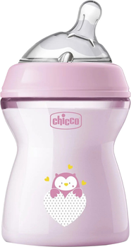 Пляшка для годування пластикова Chicco Natural Feeling 2 м + пластикова Рожева 250 мл (8058664153633)
