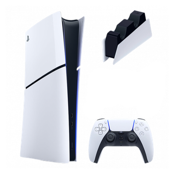 Набор Консоль Sony PlayStation 5 Slim Digital Edition 1TB White Б/У + Геймпад Беспроводной DualSense + Зарядное Устройство Проводной для DualSense