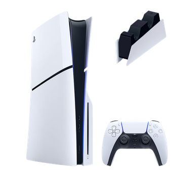 Набір Консоль Sony PlayStation 5 Slim Blu-ray 1TB White Б/У + Геймпад Бездротовий DualSense + Зарядний Пристрій Дротовий для DualSense
