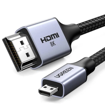 Кабель UGREEN Micro HDMI-HDMI 2.1 Aluminum Shell Braided 48Gbps Ultra High Speed 1 м Black (HD164)