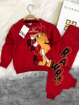 Детский костюм для мальчика (кофта+штаны) ZARA Lion King 128 см красный
